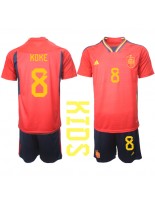 Španělsko Koke #8 Domácí dres pro děti MS 2022 Krátký Rukáv (+ trenýrky)